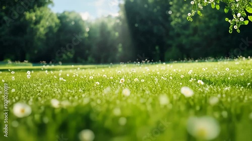 Sunny Meadow with White Flowers