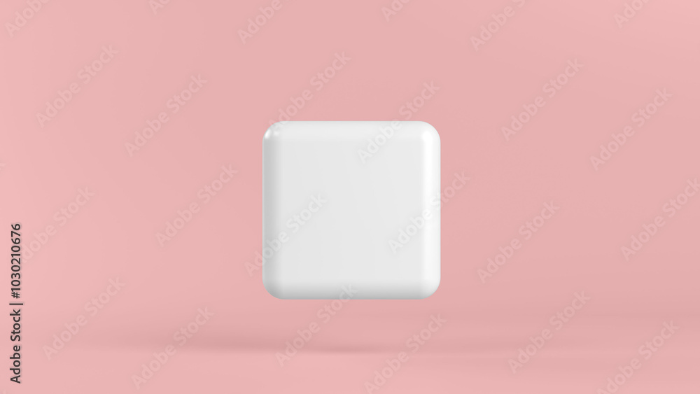 White application square icon on a pink background White application square icon on a pink background