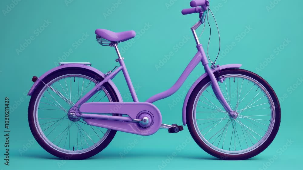 Purple Bicycle on Teal Background for Creative Designs and Advertisements (Zoom In Video) Purple Bicycle on Teal Background for Creative Designs and Advertisements (Zoom In Video)