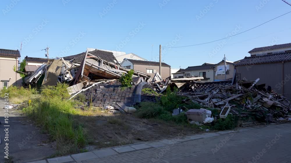 Houses destroyed by earthquake Houses destroyed by earthquake