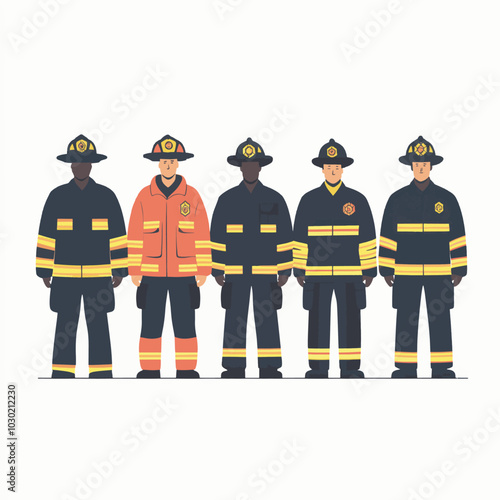 group of firefighters vector illustration