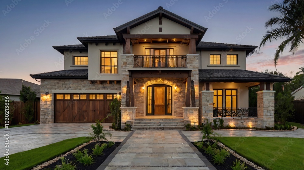 Front view of a luxury home exterior Front view of a luxury home exterior