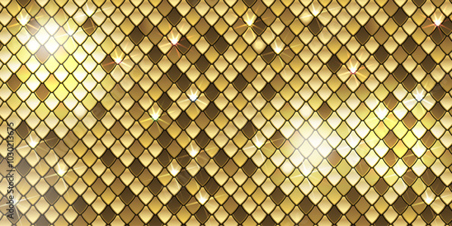 Horizontal Banner  Golden Shiny Snakeskin Scales