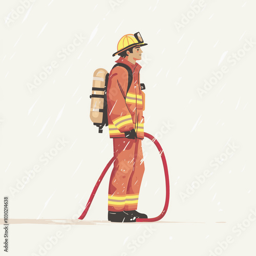 firefighters in action vector illustration