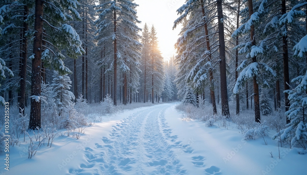 Fototapeta premium Winter Forest Wonderland