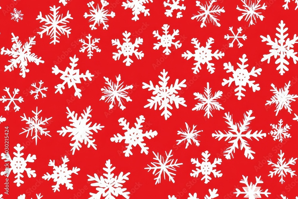 Snowflakes, big and small, on a red background for Christmas Snowflakes, big and small, on a red background for Christmas
