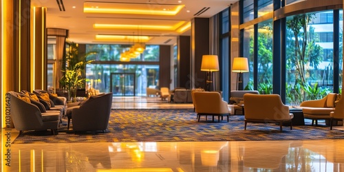 Creative Design Featuring Blurred Background of a Luxurious Hotel Interior, Perfect for Advertising and Marketing, Ideal for Architecture, Hospitality, Travel, and Hotel Management, Enhanced by AI-Gen
