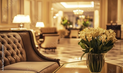 Creative Design Featuring Blurred Background of a Luxurious Hotel Interior, Perfect for Advertising and Marketing, Ideal for Architecture, Hospitality, Travel, and Hotel Management, Enhanced by AI-Gen