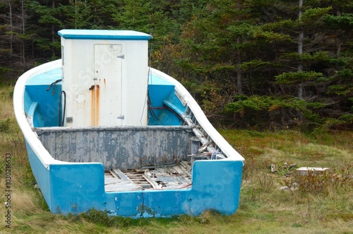 old boat near the forest