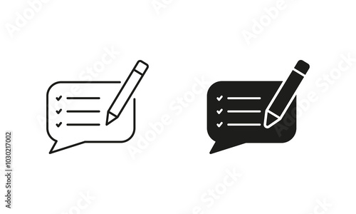 Free Download Speech Bubble With Pencil Pictogram. Customer Feedback Message Line and Silhouette Icon Set. Comment Symbol. Support Chat Sign. Editable Stroke. Isolated Vector Illustration - GFXLoad
