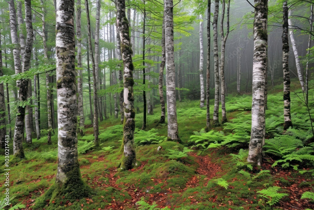 Obraz premium Birch Tree tree vegetation outdoors.