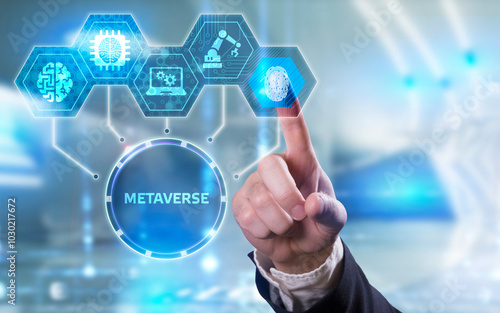 Metaverse virtual world, metaverse digital world intelligent futuristic interface technology.