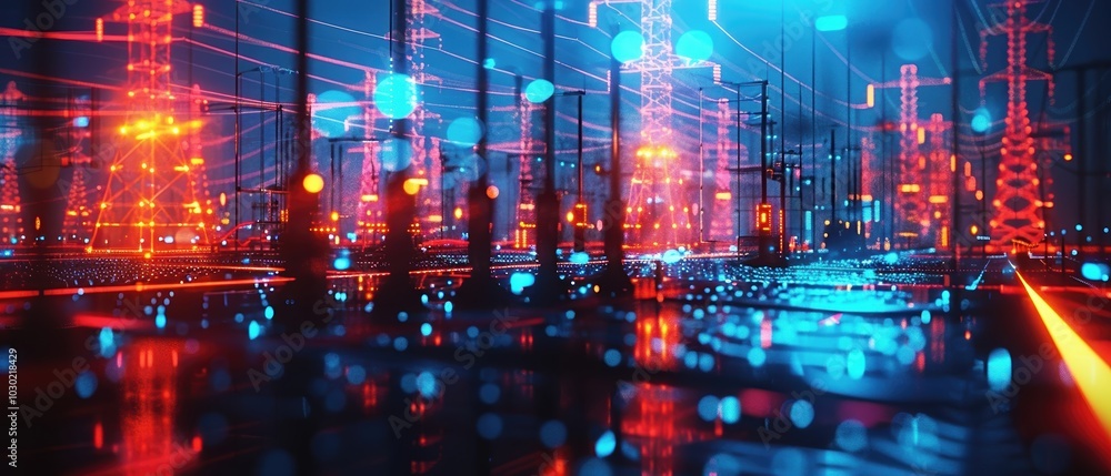 Obraz premium Futuristic Hologram of Energy Grid