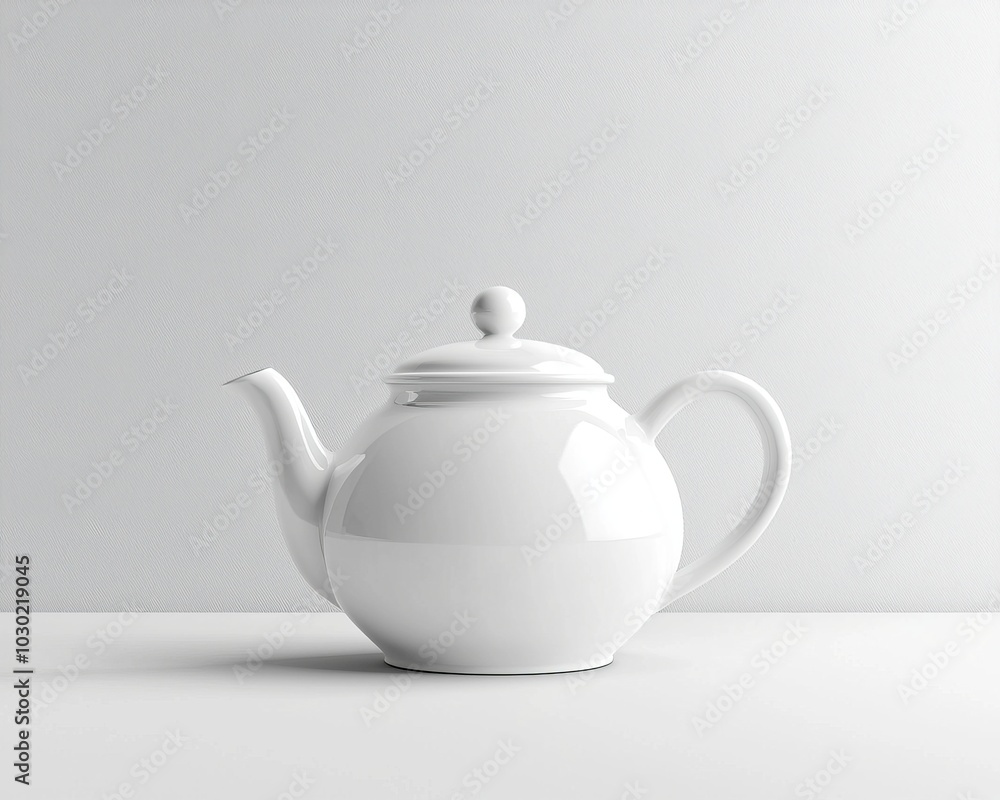 A simple and elegant white teapot on a minimalist surface, exuding modern design. A simple and elegant white teapot on a minimalist surface, exuding modern design.