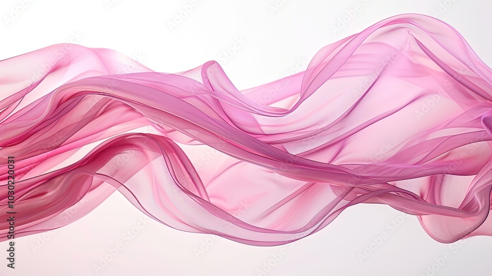 Pink Fabric Wave on White Background with Soft Pink Tint Pink Fabric Wave on White Background with Soft Pink Tint