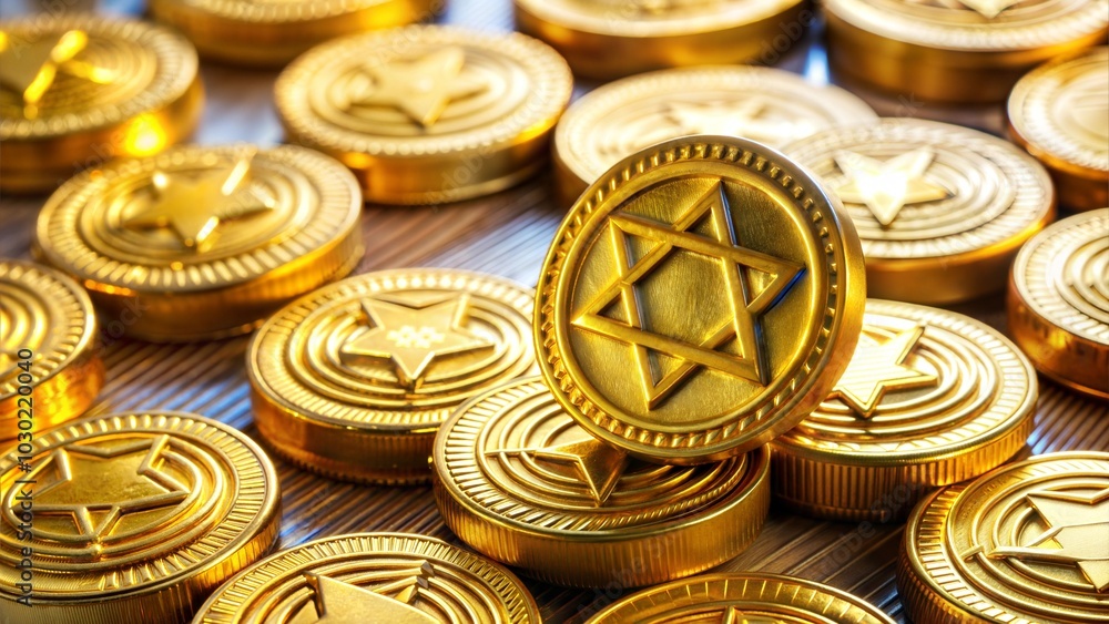Colorful Hanukkah Gelt Coins on a White Background - Concept of Holiday Traditions and Festive Fun
Colorful Hanukkah Gelt Coins on a White Background - Concept of Holiday Traditions and Festive Fun