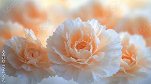 Soft peach flowers in a serene close-up display during a sunny afternoon