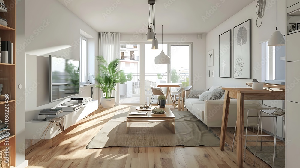 Fototapeta premium Modern bright interiors living room