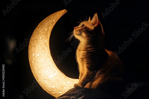 cat with moon photo