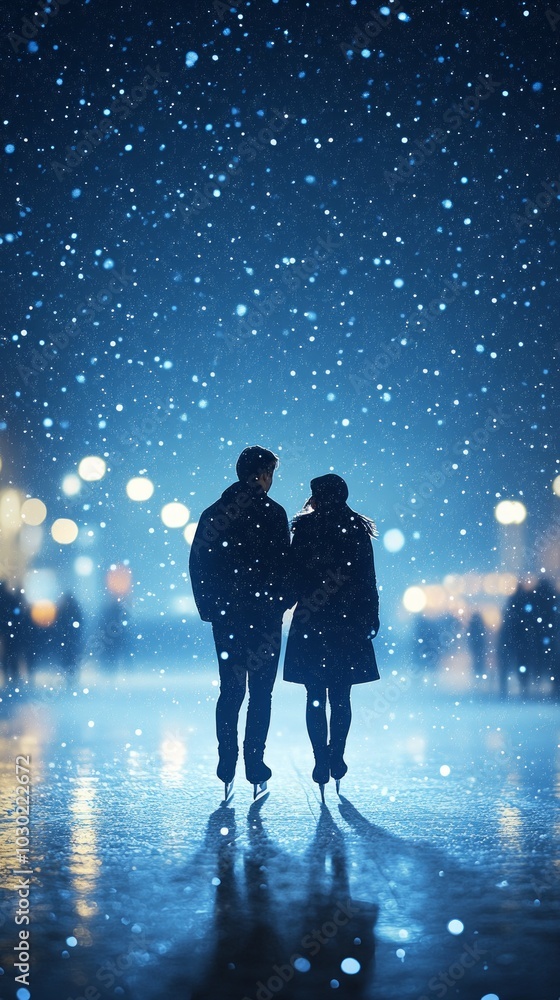 Obraz premium Skating Under the Stars, Ice skating