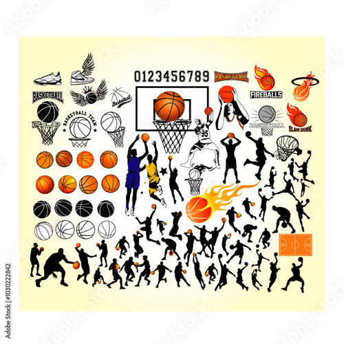 Set Basketball Element vector illustration