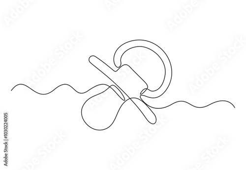 Pacifier for baby continuous one line drawing vector illustration 