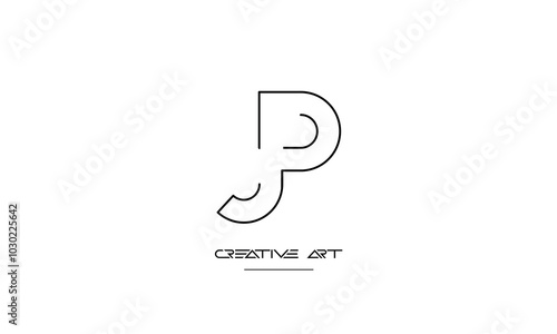JP, PJ, J, P abstract letters logo monogram