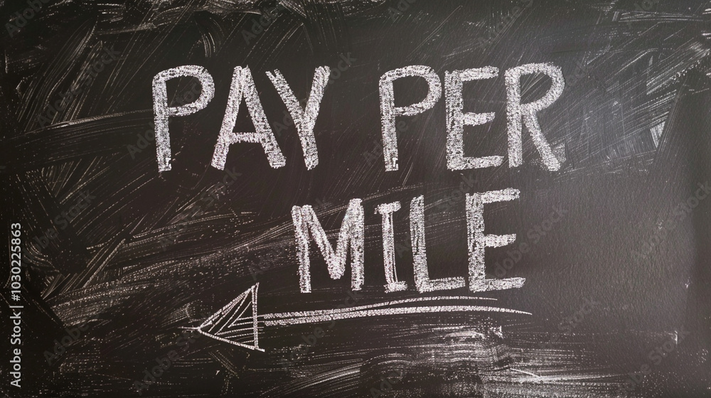Fototapeta premium chalk text on board, pay per mile, proposed inititive to charge motorists a per mile fee