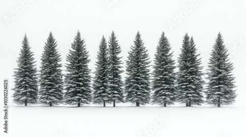 Snow Crowned Giants, Evergreen trees