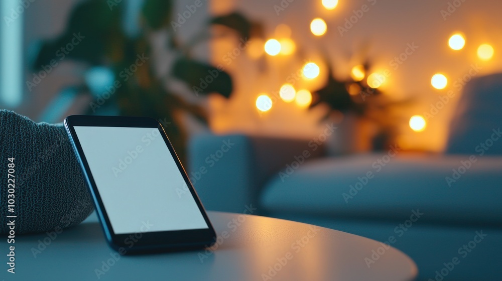 Mobile App Display in Cozy Living Space Mobile App Display in Cozy Living Space