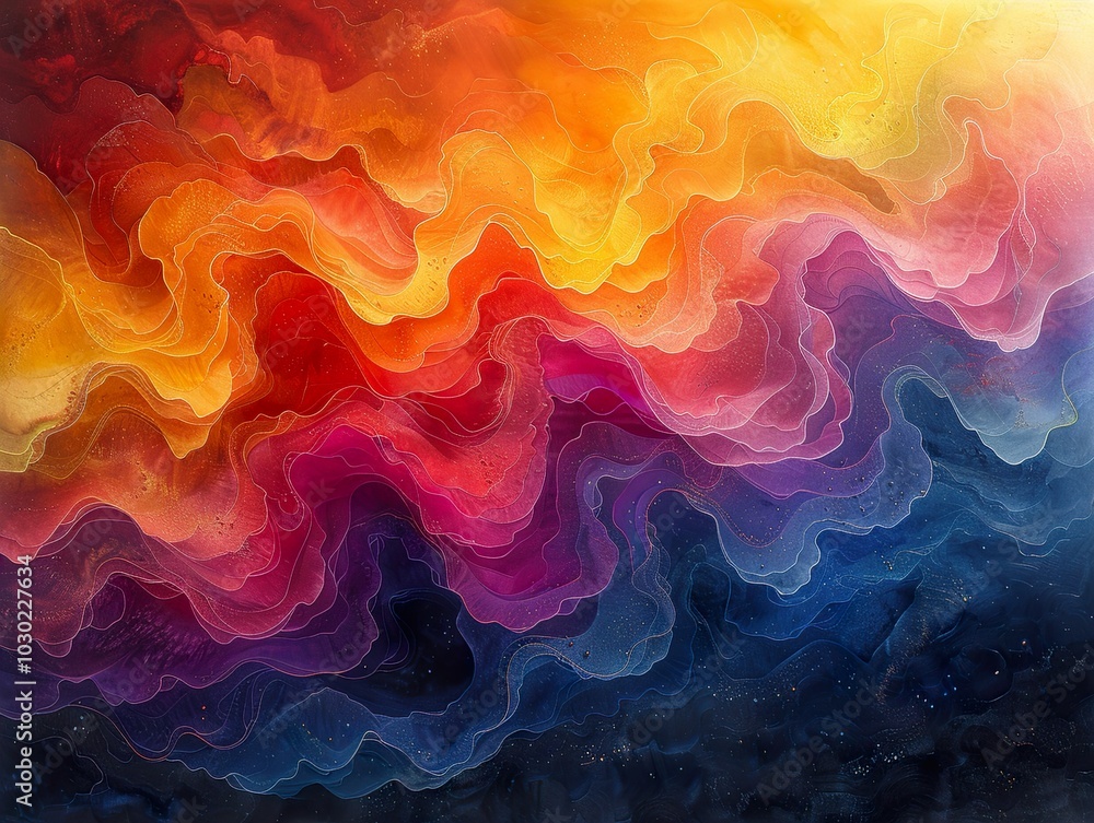 Obraz premium Abstract Colorful Swirling Waves - Digital Art