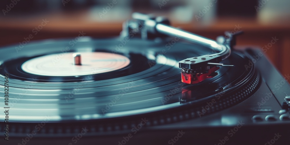 Vinyl record player with needle on record. Vinyl record player with needle on record.