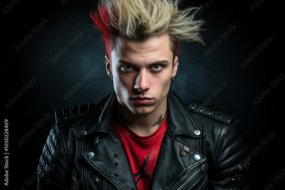 Obraz premium Brutal metal music lover rocker band member diversity age, cool punk style, Generative AI photo