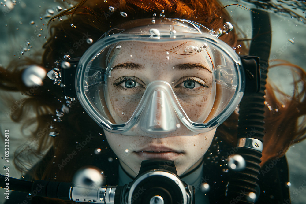 Professional diver exploring underwater life world flora fauna, Generative AI Professional diver exploring underwater life world flora fauna, Generative AI