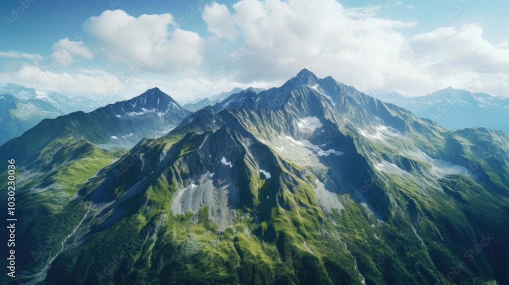 Fototapeta premium Aerial view of mountain landscape. Drone shooting.