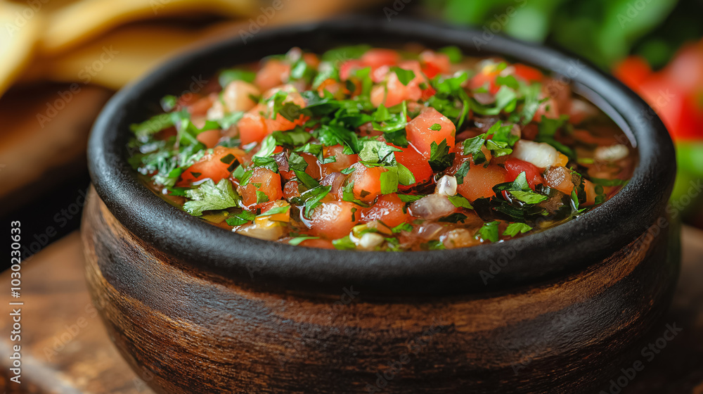 Mexican salsa, fresh tomato dip with cilantro, isolated on white background, traditional Mexican dish, simple and clean presentation Mexican salsa, fresh tomato dip with cilantro, isolated on white background, traditional Mexican dish, simple and clean presentation