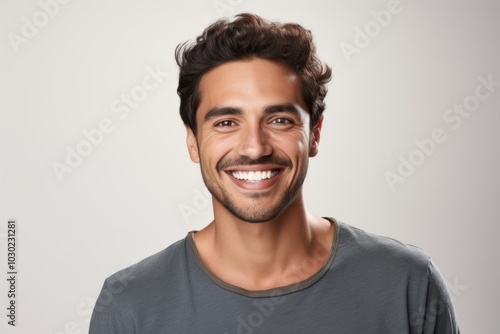 Hispanic guy portrait laughing adult.