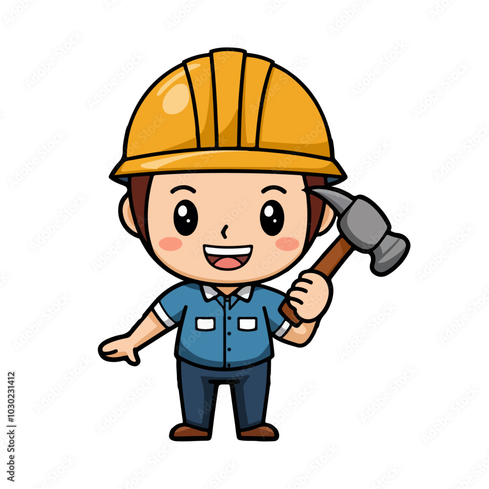 cartoon construction man, vector illustration on white background cartoon construction man, vector illustration on white background