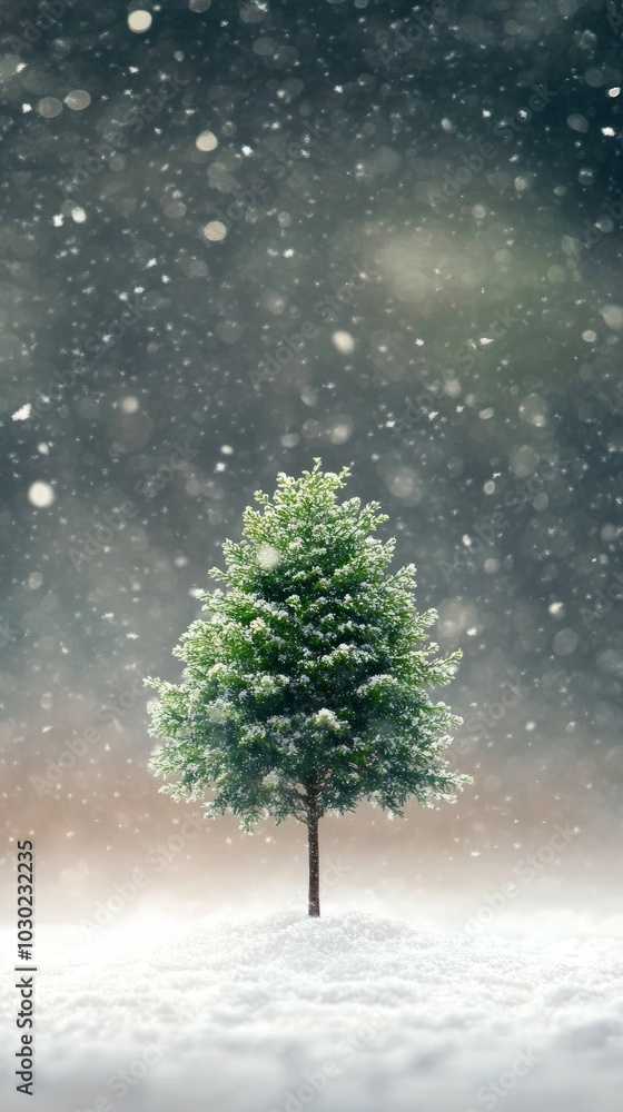 Obraz premium Emerald in Winter, Evergreen trees