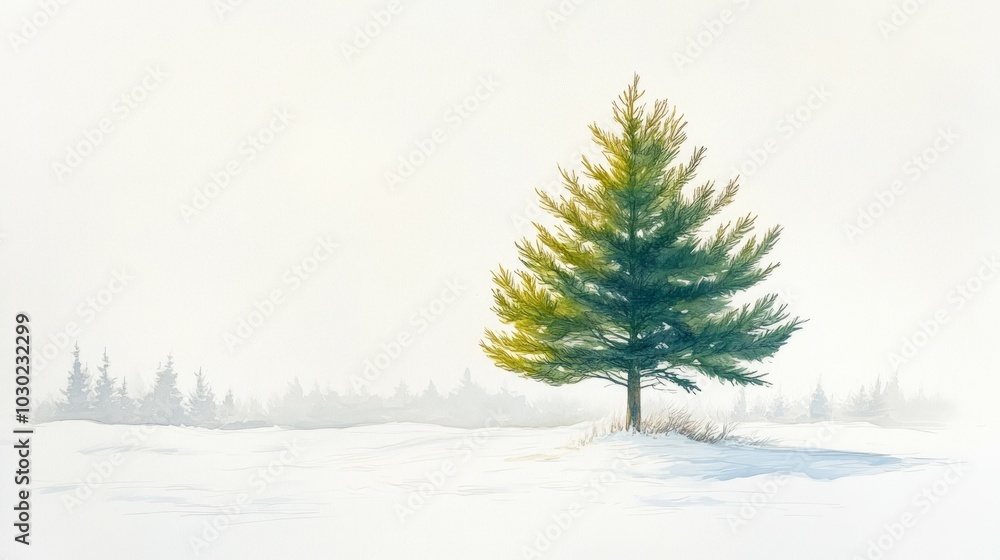 Fototapeta premium Emerald in Winter, Evergreen trees