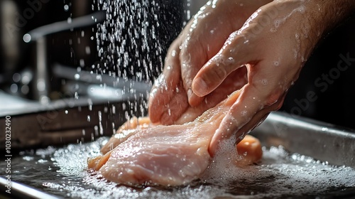 Chef Washing Chicken