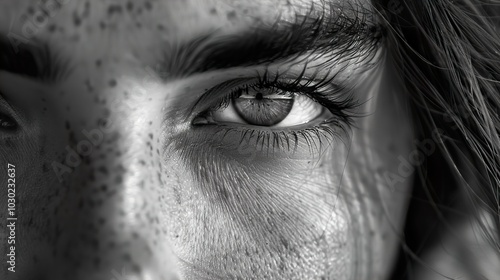 Intense Gaze: A Black and White Portrait of the Human Eye