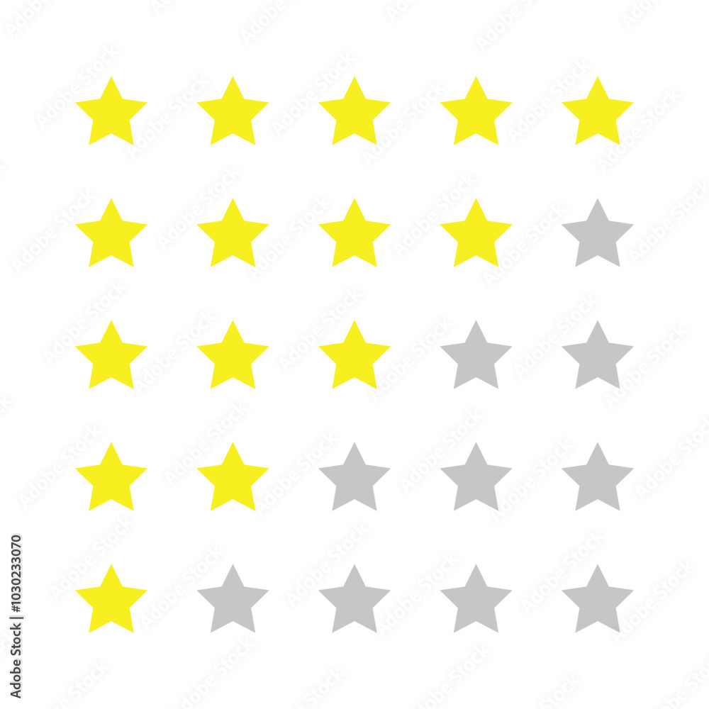 stars rating or review stars set icon vector stars rating or review stars set icon vector