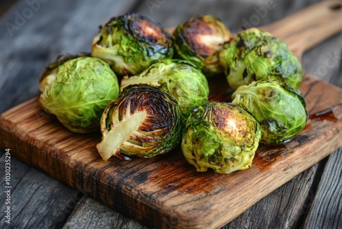 Brussel Sprouts. Roasted Brussels Sprouts with Balsamic Glaze - Delicious and Healthy