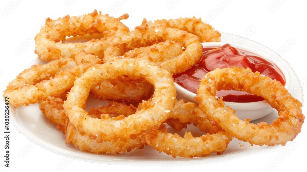 Crispy Onion Rings with a Side of Ketchup Crispy Onion Rings with a Side of Ketchup