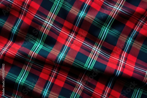 Top view photo of a tartan pattern plaid.