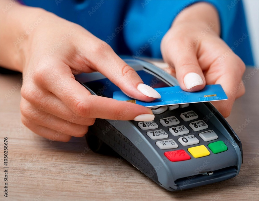 Person making a payment with a credit card, illustrating financial transactions, payment methods, and commerce. Person making a payment with a credit card, illustrating financial transactions, payment methods, and commerce.