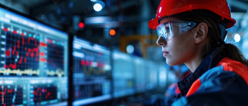 Engineers Reviewing Production Metrics in Control Room Engineers Reviewing Production Metrics in Control Room