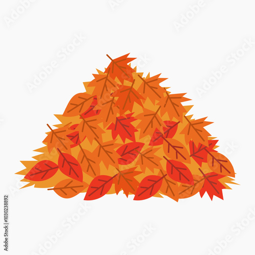 Autumn leaf pile vector illustration isolated on white background