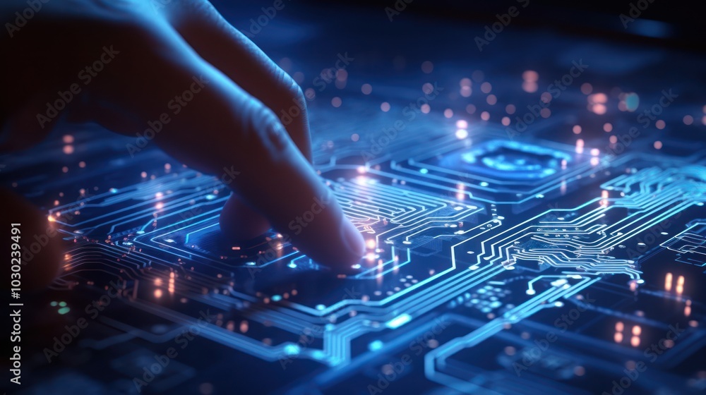 Digital Interaction: A Hand Connects to a Circuit Board Digital Interaction: A Hand Connects to a Circuit Board